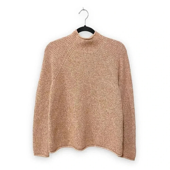 NWOT Theory Oversized Cashmere Turtleneck Mock Rolled Sweater Haystack Ivory - Picture 3 of 9